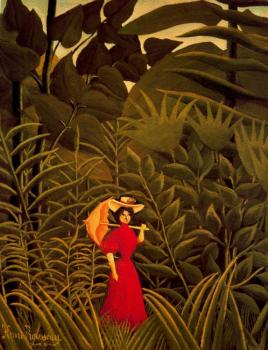 亨利 盧梭 Woman with an Umbrella in an Exotic Forest